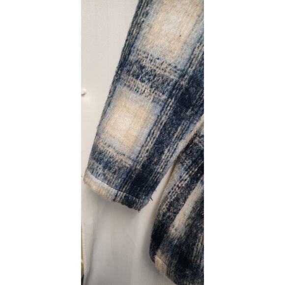 JustFab Plaid Hooded Faux Wool Coat/Jacket. Blue Size XXL - Picture 8 of 12